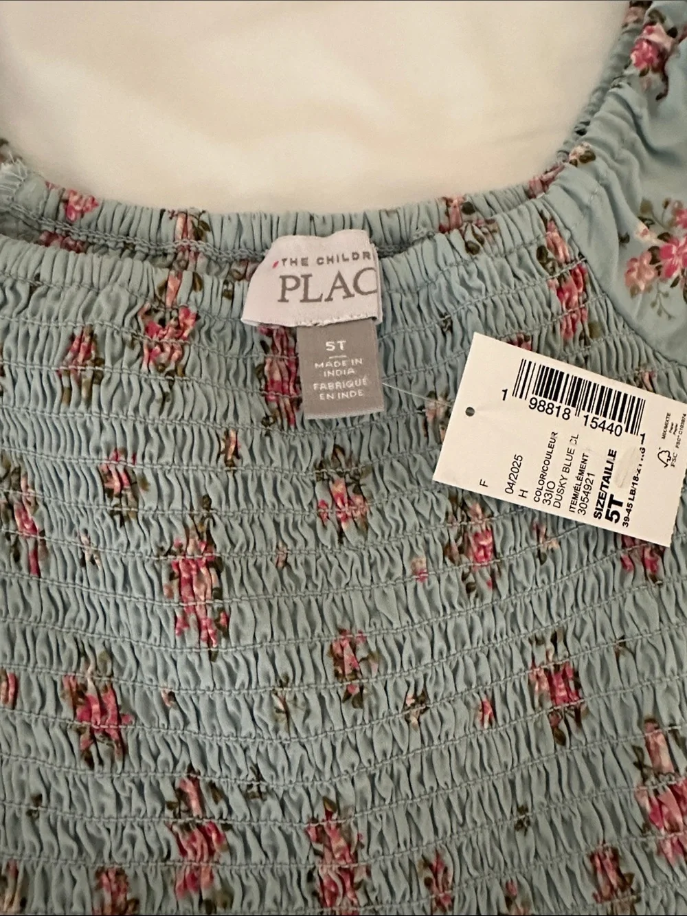 The Children's Place Blue Floral Smocked Puff Sleeve Dress - Picture 2 of 2